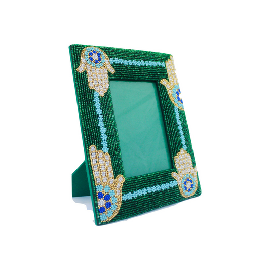 Hamsa Hand Photo Frame - Glass Beads