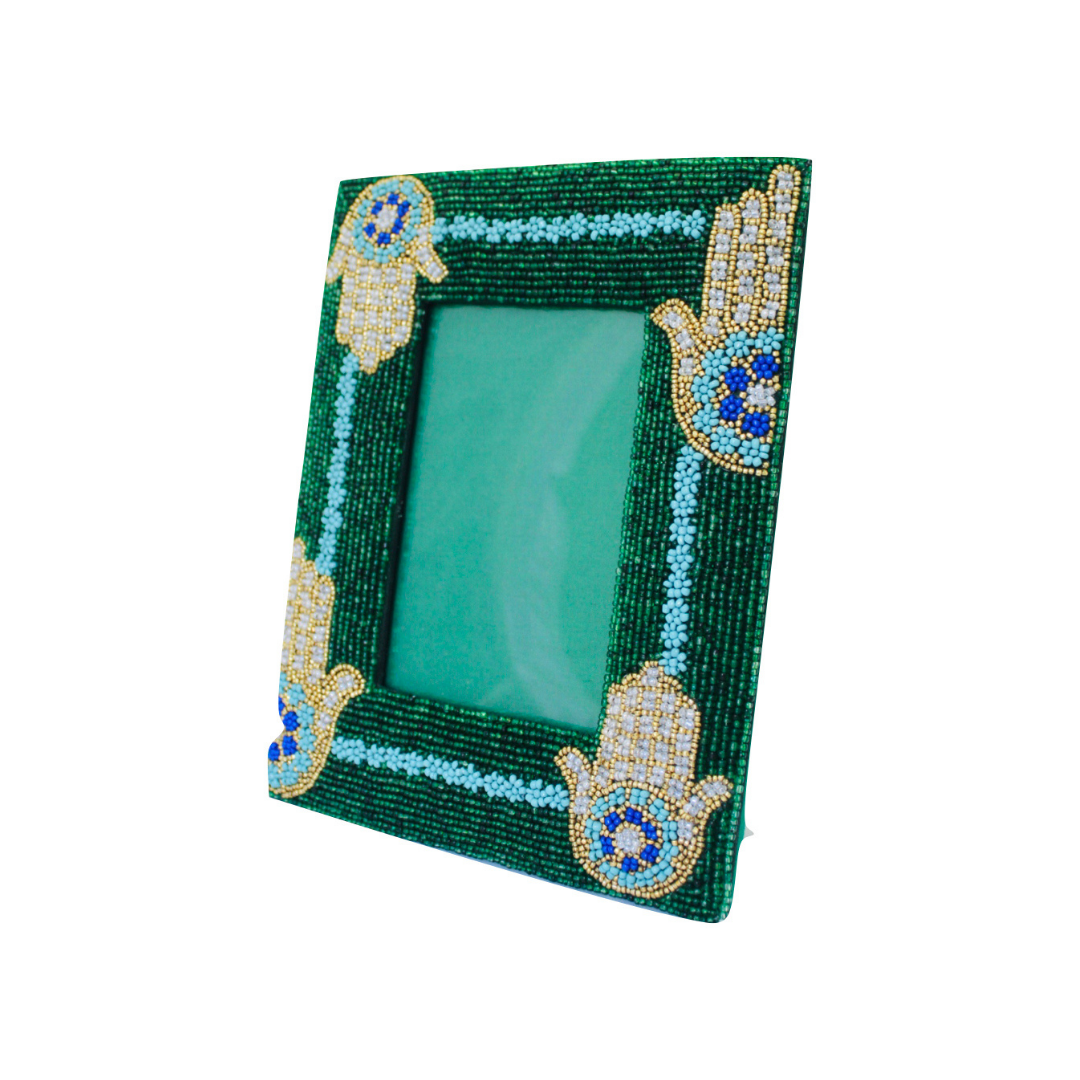 Hamsa Hand Photo Frame - Glass Beads