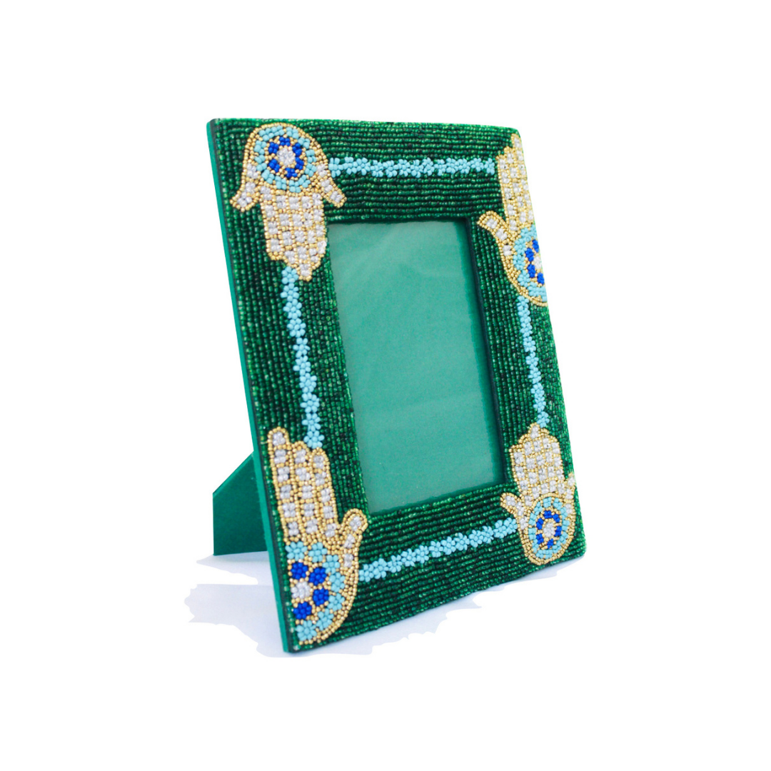 Hamsa Hand Photo Frame - Glass Beads