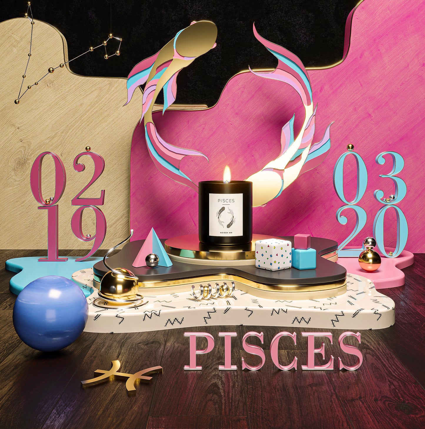 Maison MM Zodiac Pisces Candle - Natural Wax